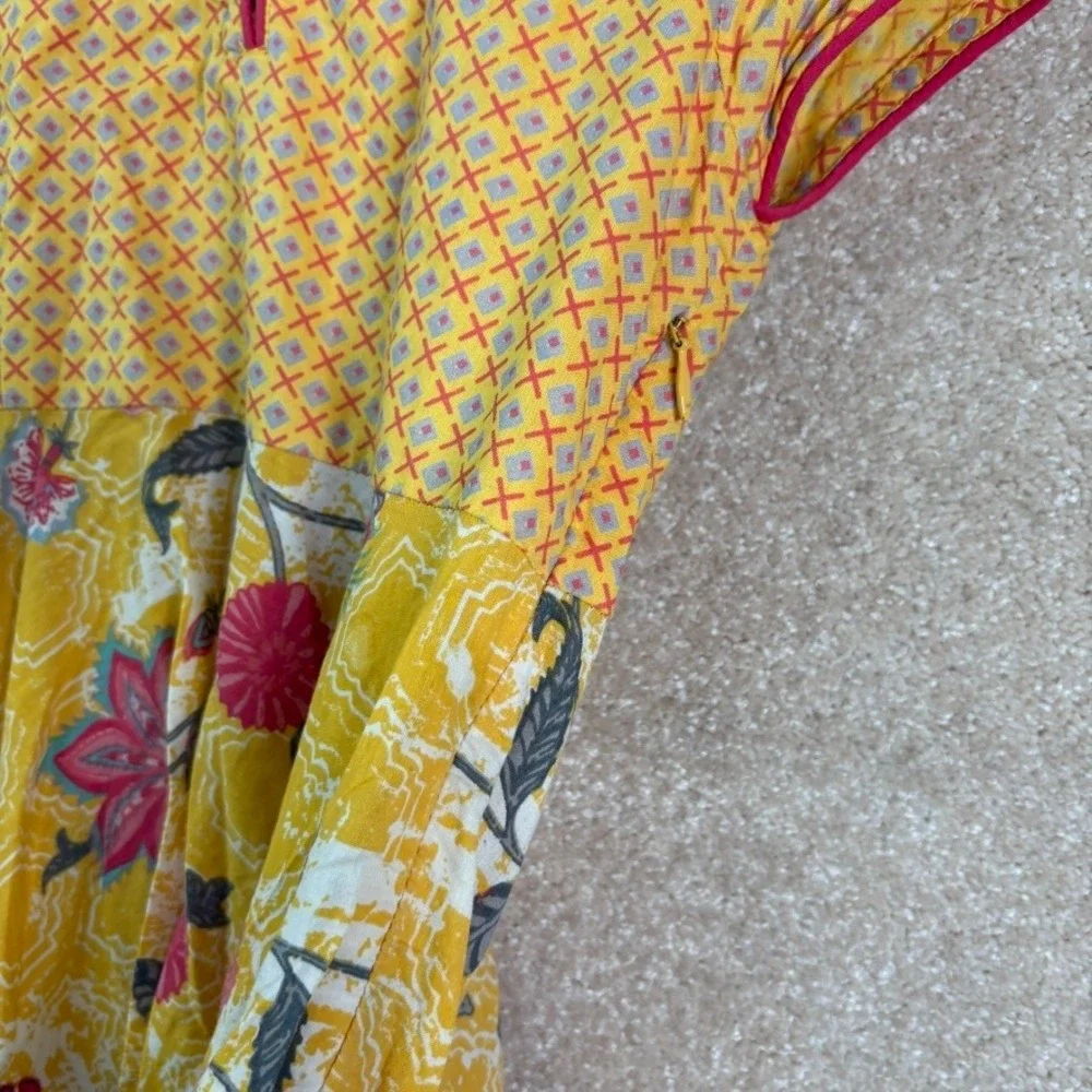 BIBA‎ GIRLS Dress Girls Size 6-7 Yellow Floral Short Sleeve